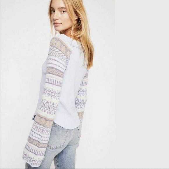 Free People Fairground Thermal Sweater Sky Blue Size Small - Picture 2 of 11